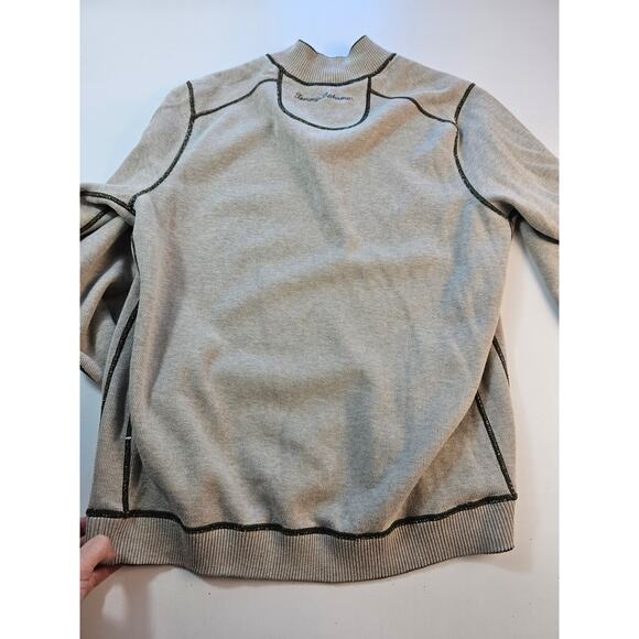 Tommy bahama size L (?) Mens REVERSIBLE 1/4 zip green beige EUC Warm sweater - Picture 4 of 7